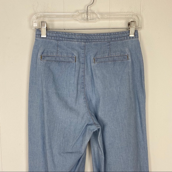 Liz Claiborne Tabitha Cropped Light Wash Wide Leg Chambray Pant 4P - Picture 7 of 13